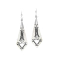 Silver elongated earrings with Mother Of Pearl and ornate scroll details