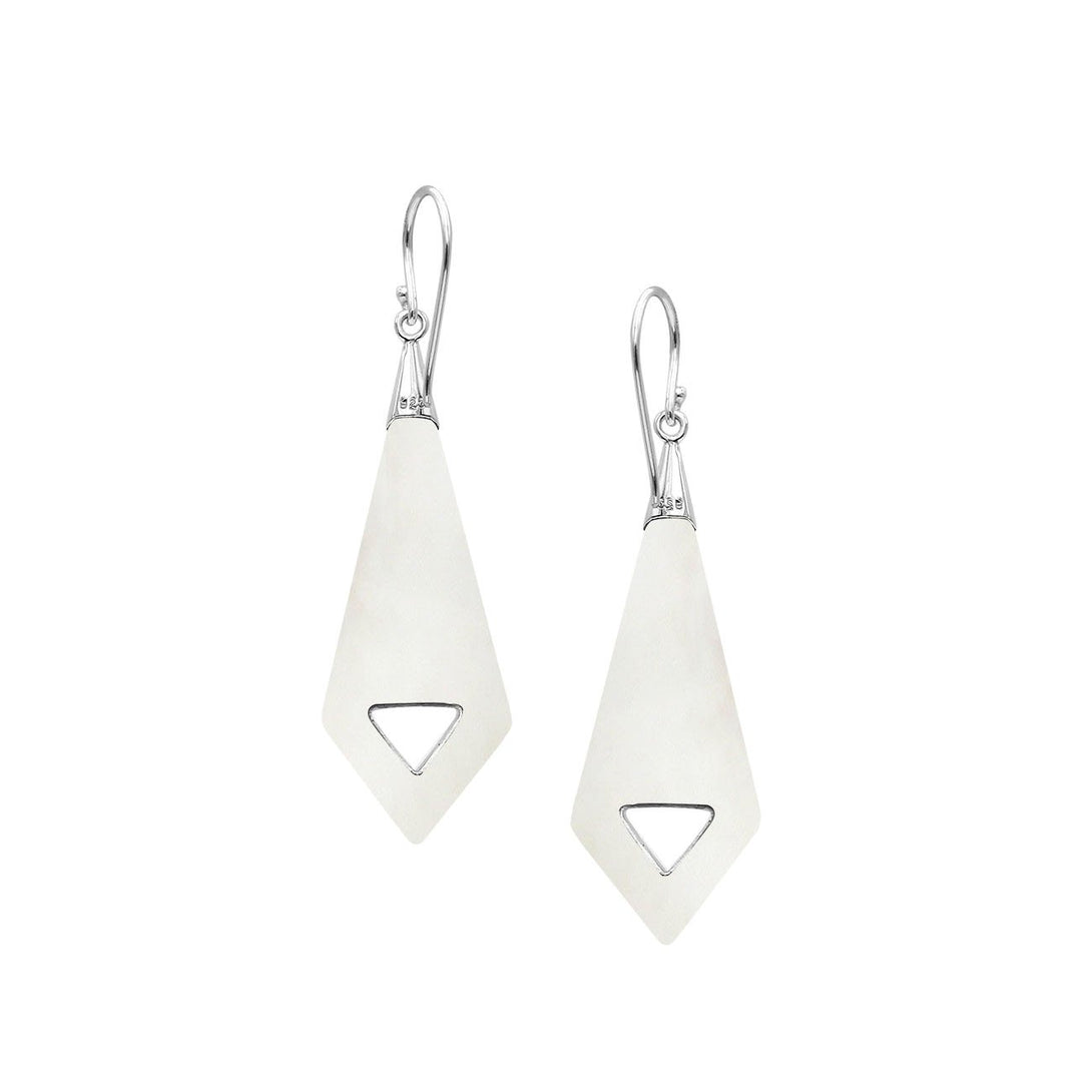 AE-1181-MOP Sterling Silver Fancy Shape Earring With Mother Of Pearl Jewelry Bali Designs Inc 