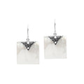 Silver square earrings with Mother Of Pearl and decorative silver detail