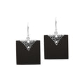 Silver square earrings with Black Shell and decorative silver detail