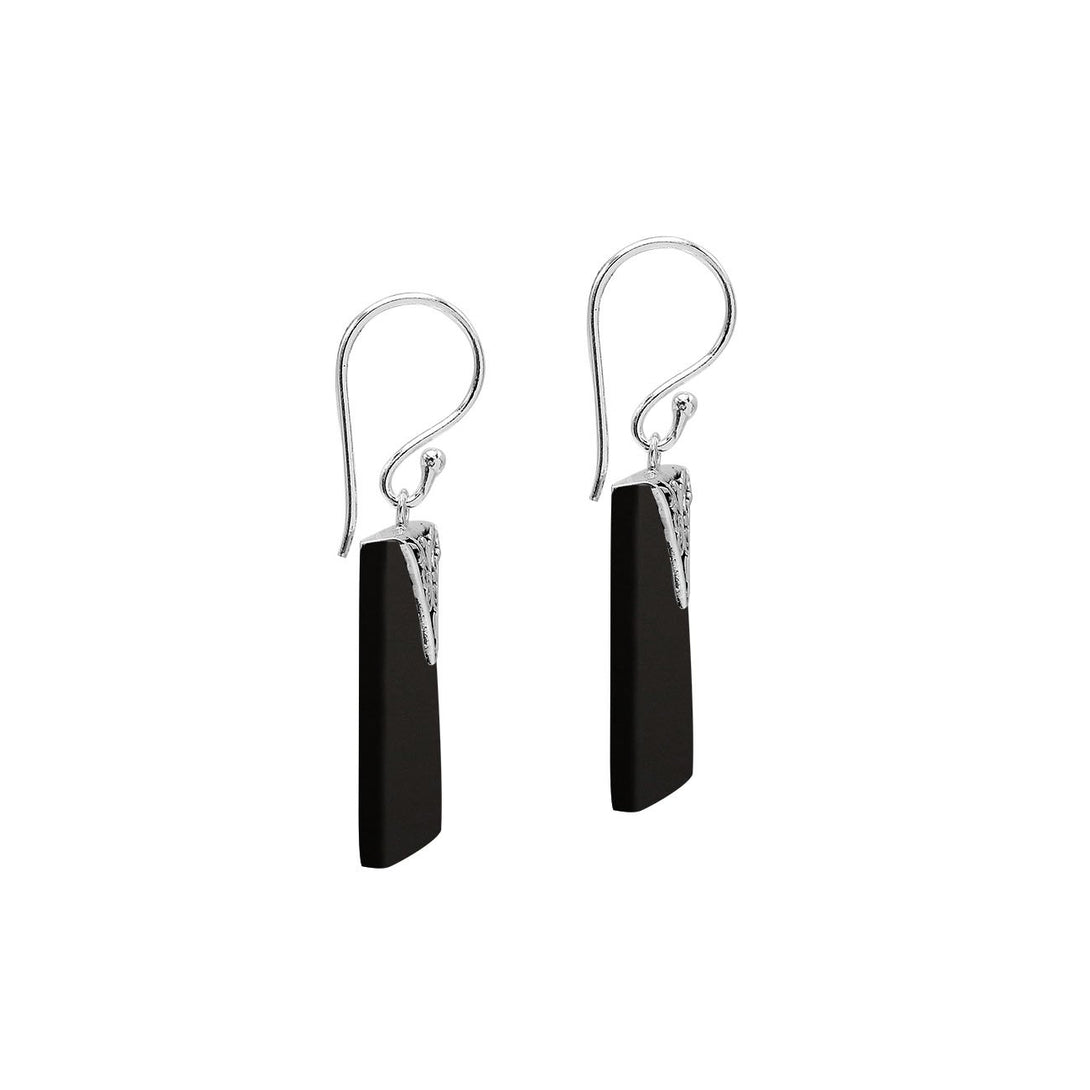 AE-1182-SH.B Sterling Silver Square Shape Earring With Black Shell Jewelry Bali Designs Inc 