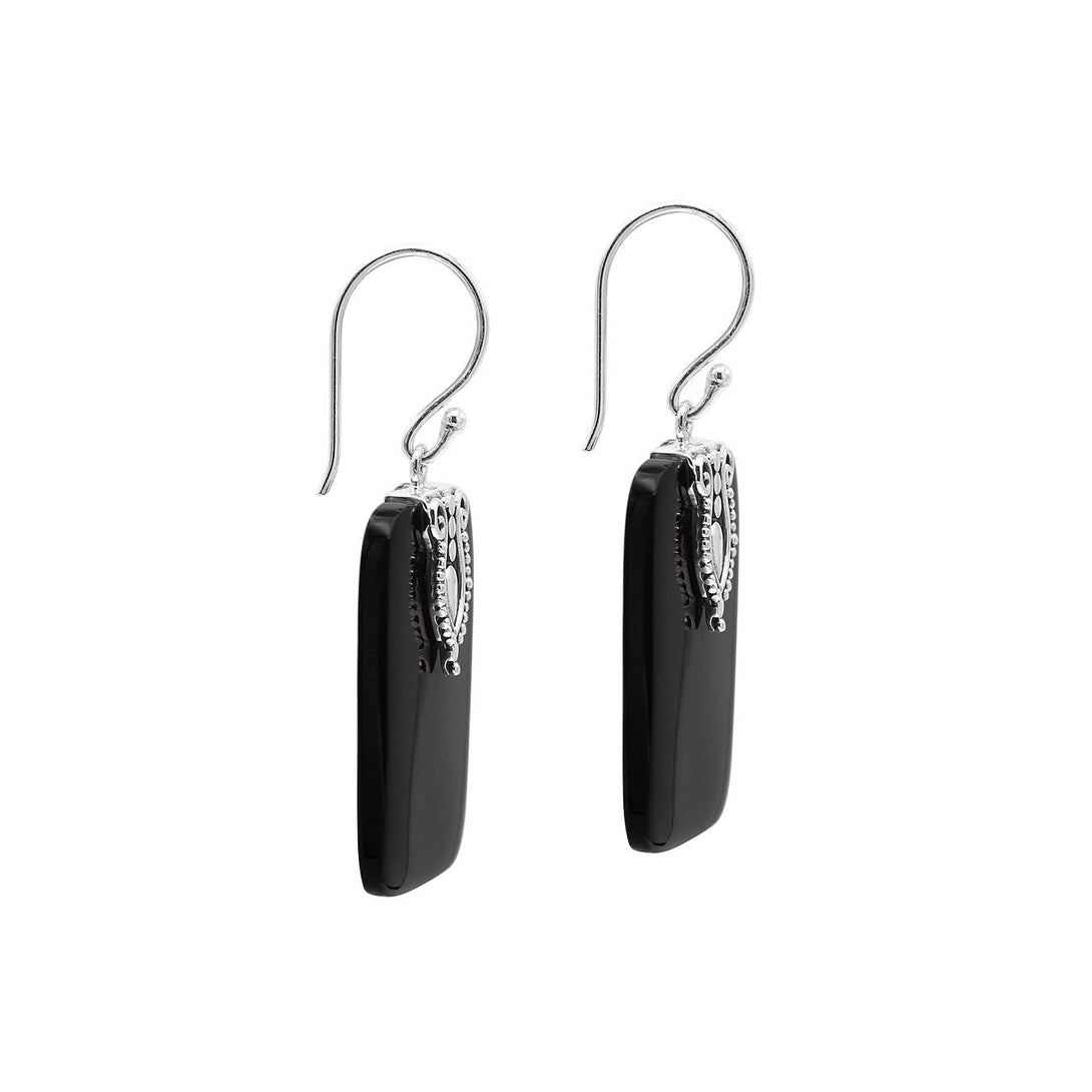 AE-1183-SH.B Sterling Silver Square Shape Earring With Black Shell Jewelry Bali Designs Inc 