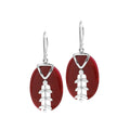 Red Coral split oval earrings with silver caps