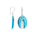 Turquoise Shell oval earrings with silver leaf detail