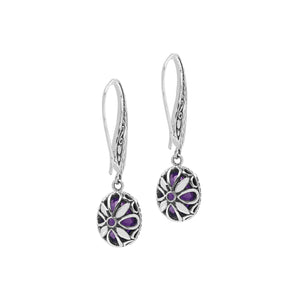 Sterling silver Amethyst Quartz oval drop earrings