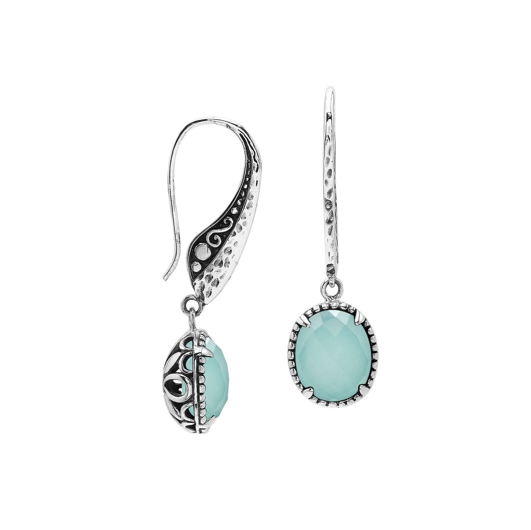 AE-1189-CHG Sterling Silver Earring With Green Chalcedony Q. Jewelry Bali Designs Inc 