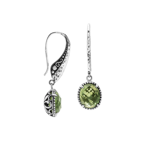 AE-1189-GAM Sterling Silver Earring With Green Amethyst Q. Jewelry Bali Designs Inc 