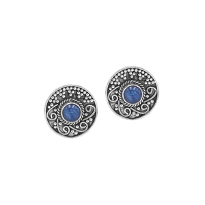 Sterling silver round Kyanite stud earrings