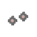 Sterling silver floral Pink Pearl stud earrings