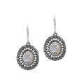 Sterling silver oval Rainbow Moonstone dangle earrings