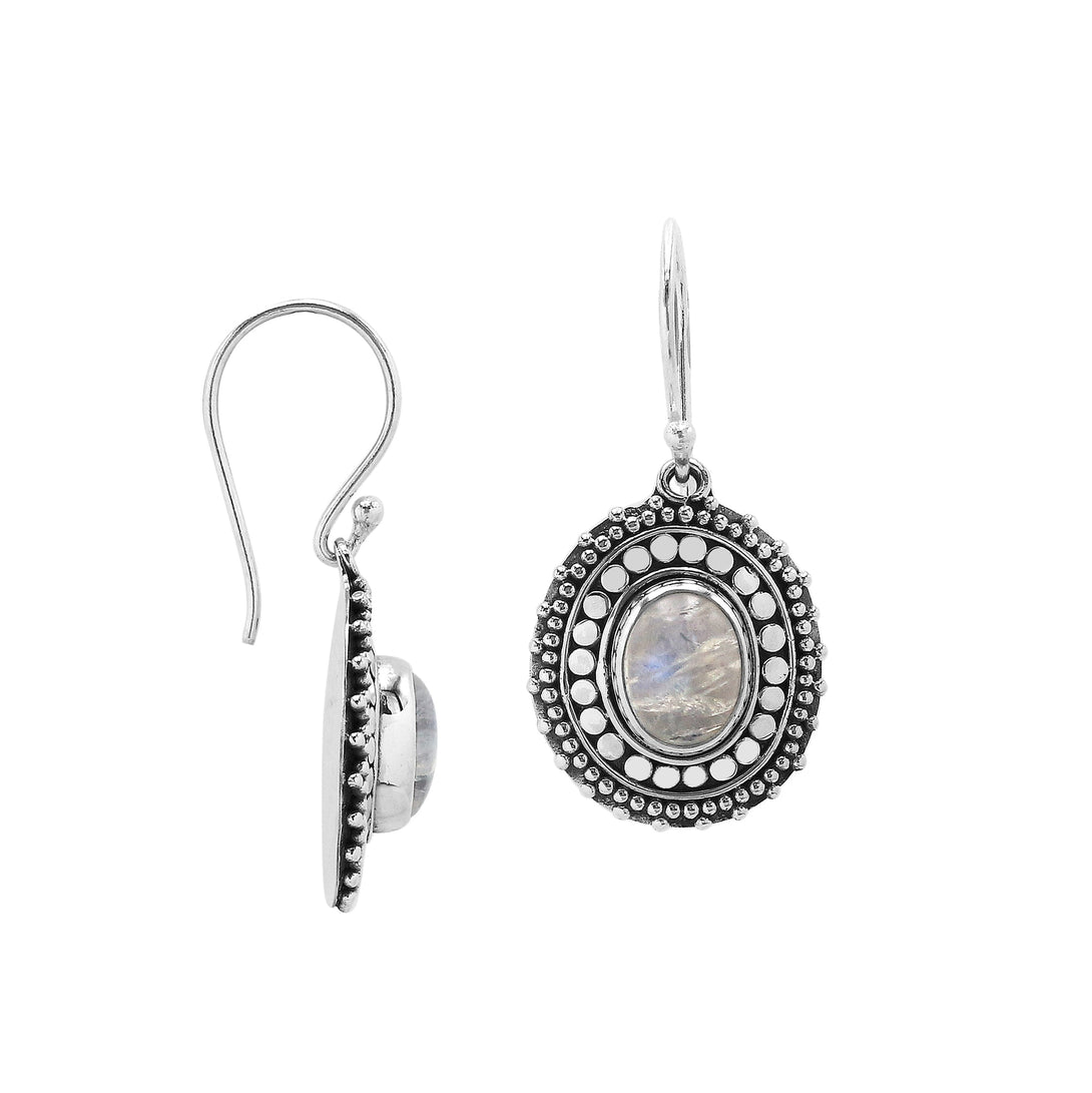 AE-1196-RM Sterling Silver Earring With Rainbow Moonstone Jewelry Bali Designs Inc 