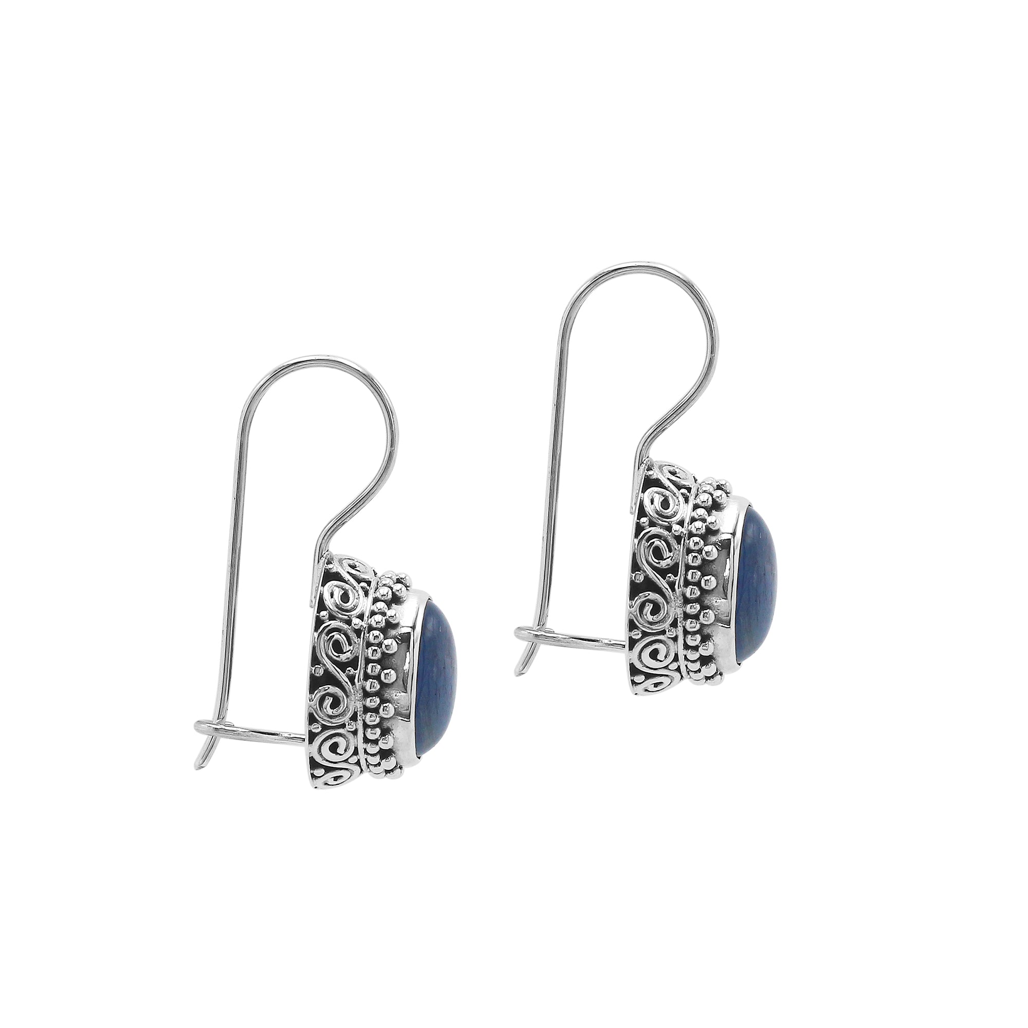 Sterling silver oval Kyanite Quartz dangle earrings