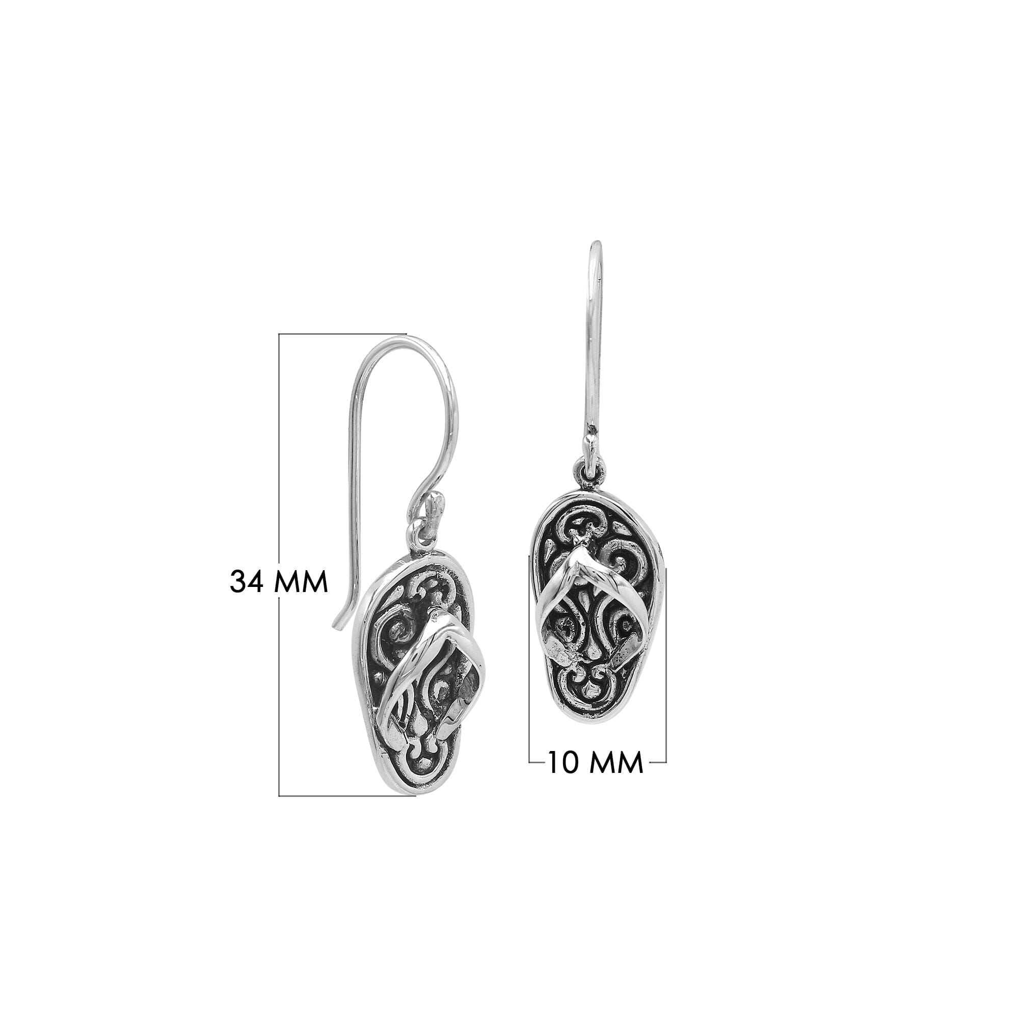 Sterling silver flip-flop dangle earrings