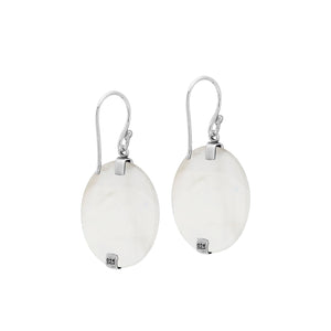 Sterling silver round Mother Of Pearl dangle earrings
