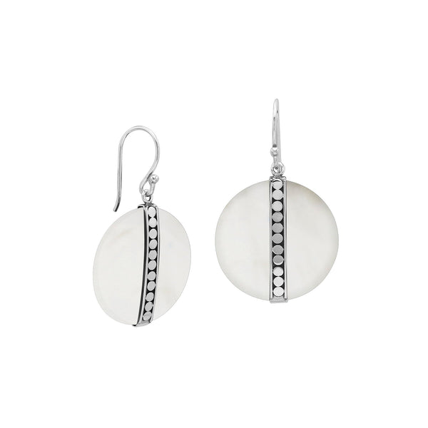 AE-1199-MOP Sterling Silver Earring With Round Mother Of Shell Jewelry Bali Designs Inc 