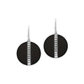 Sterling silver round Black Shell dangle earrings