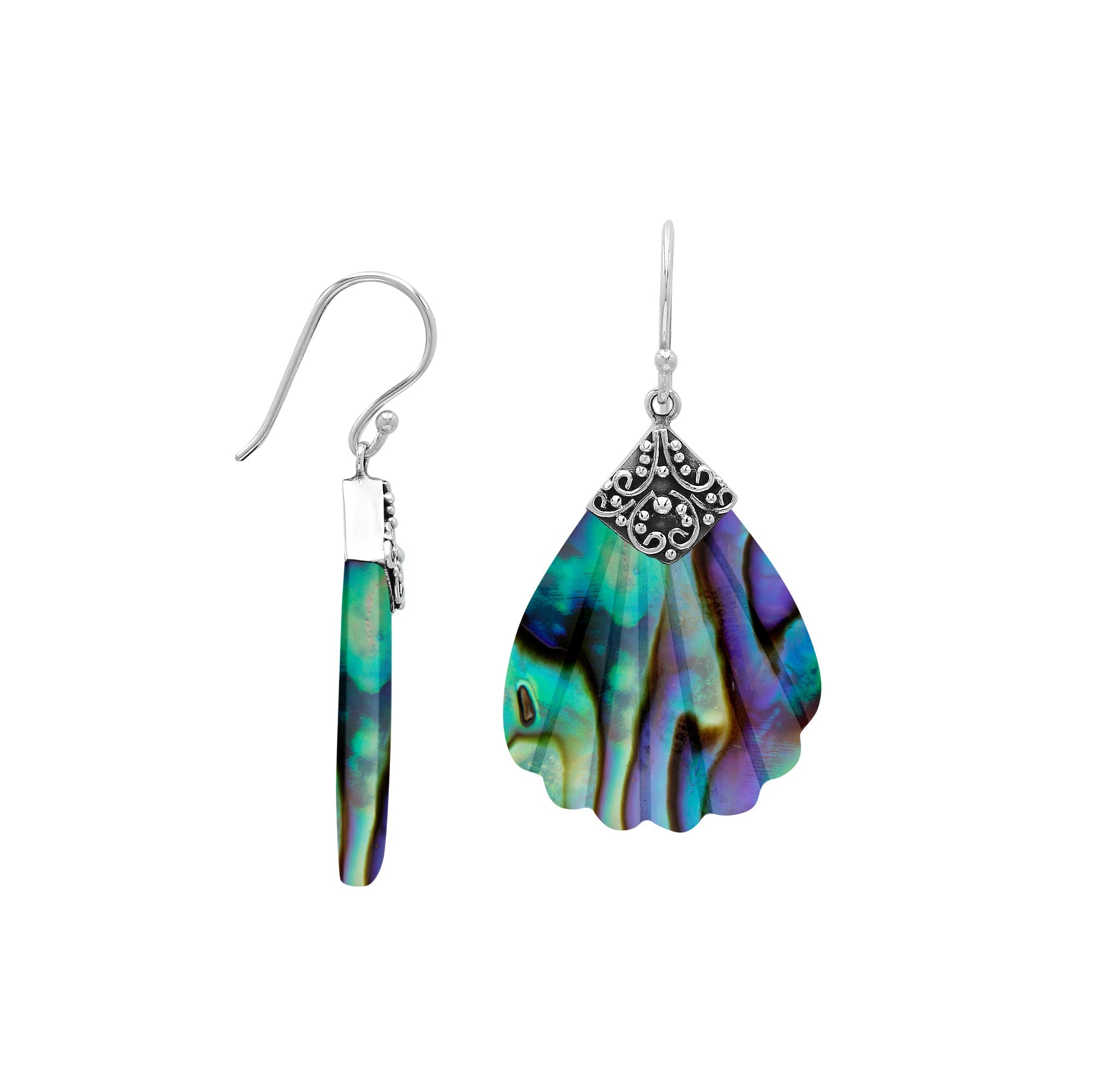 Sterling silver shell-shaped Abalone Shell dangle earrings