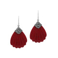 Sterling silver shell-shaped Red Coral dangle earrings