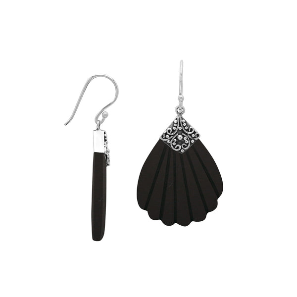 AE-1200-SHB Sterling Silver Earring With Black Shell Jewelry Bali Designs Inc 