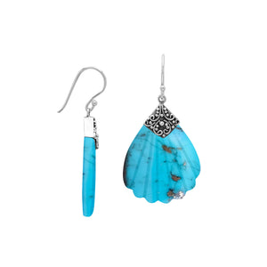Sterling silver shell-shaped Turquoise Shell dangle earrings