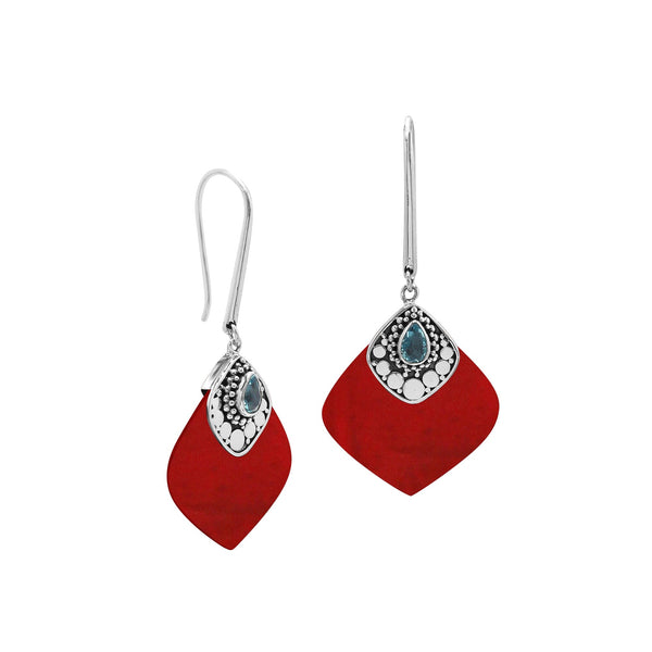 AE-1201-CR Sterling Silver Earring With Coral Shell Jewelry Bali Designs Inc 
