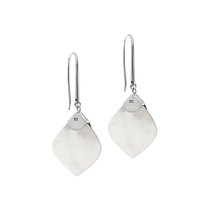 Sterling Silver Earrings With Mother Of Pearl And Blue Topaz Quartz Accent