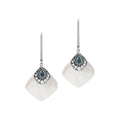 Sterling Silver Earrings With Mother Of Pearl And Blue Topaz Quartz Accent