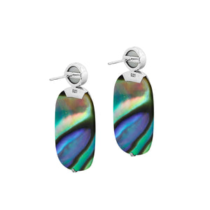 Sterling Silver Earrings With Abalone Shell And Pearl Accent