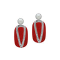 Sterling Silver Earrings With Red Coral And Pearl Accent