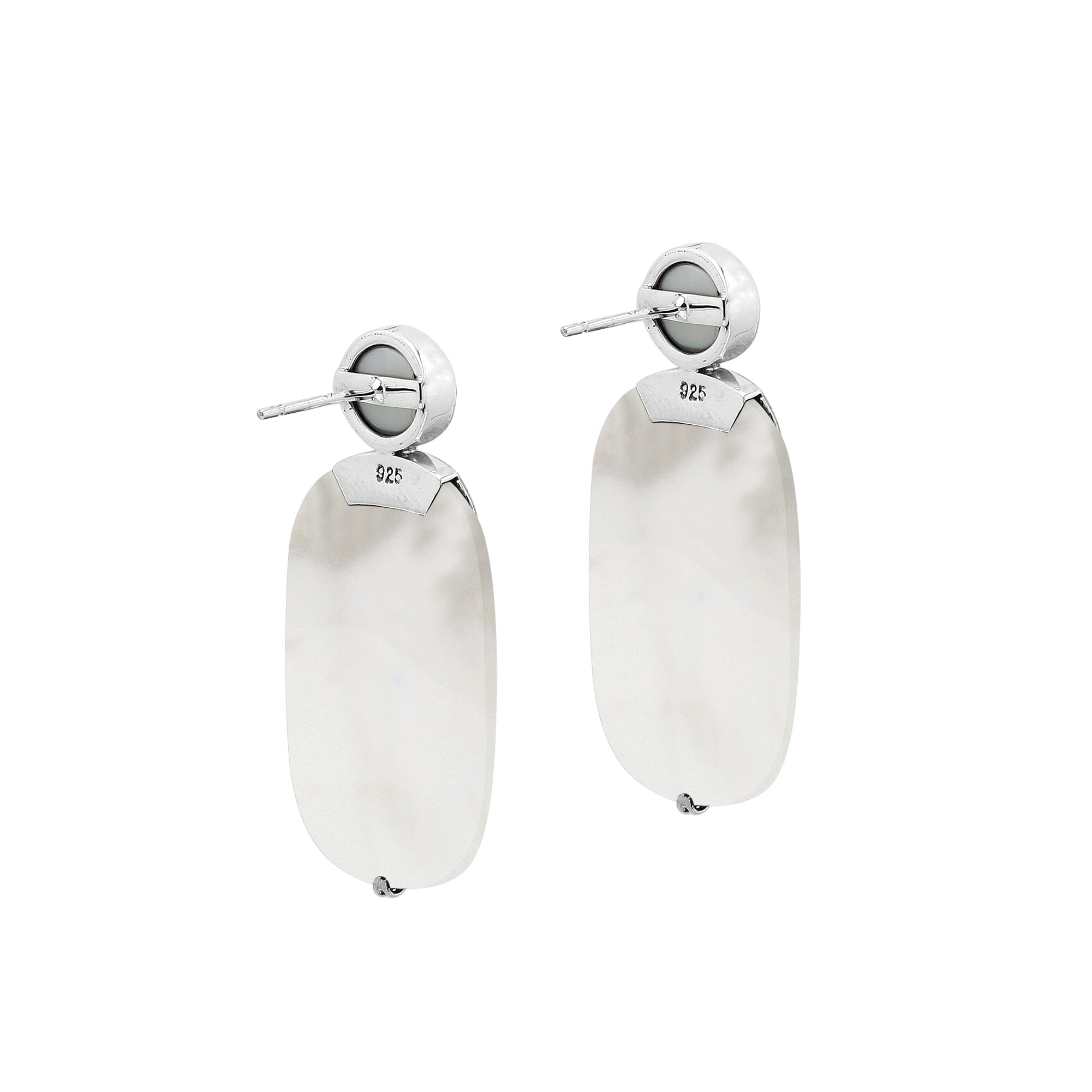 Sterling Silver Earrings With Mother Of Pearl And Pearl Accent