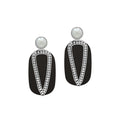 Sterling Silver Earrings With Black Shell And Pearl Accent