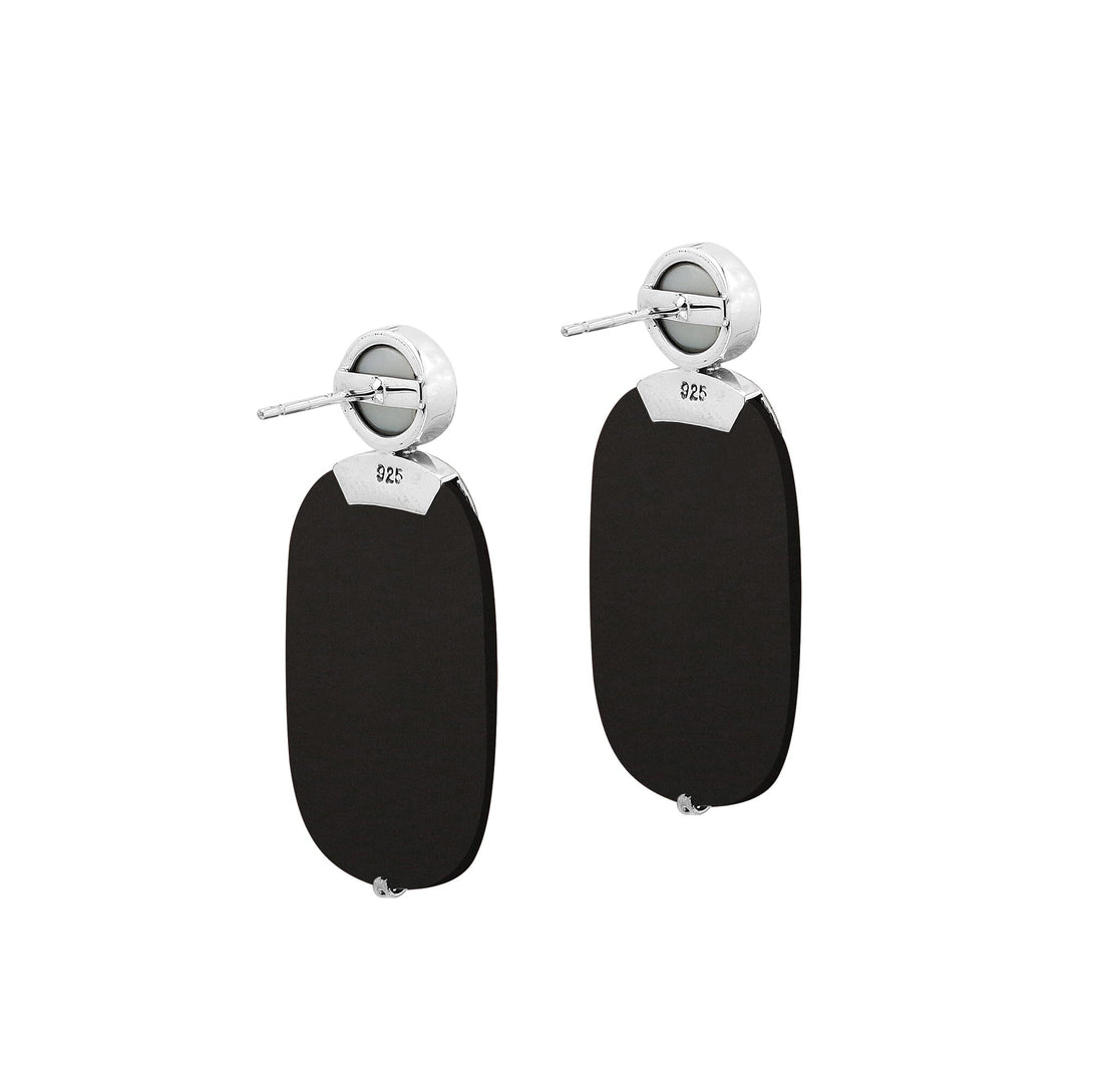 AE-1202-SHB Sterling Silver Earring With Black Shell & Pearl Jewelry Bali Designs Inc 