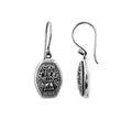 Sterling Silver Elongated Oval Engraved Pattern Drop Earrings