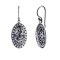 Sterling Silver Oval Filigree Dot Pattern Drop Earrings