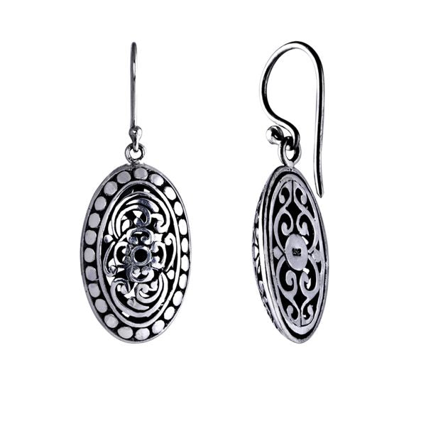 AE-6024-S Sterling Silver Earring Oval Shape Beautiful Design With Plain Silver Jewelry Bali Designs Inc 
