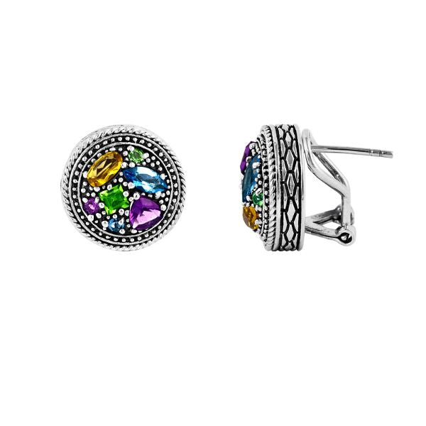 AE-6031-CO1 Sterling Silver Earring With Peridot, Citrine, Blue Topaz, Amethyst Jewelry Bali Designs Inc 