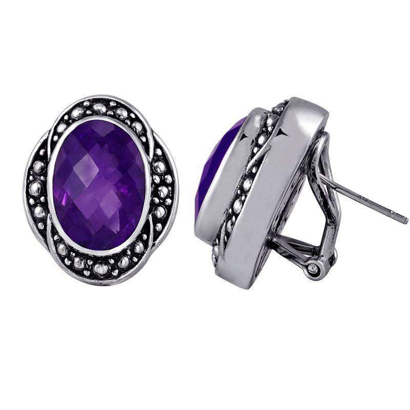 AE-6046-AM Sterling Silver Earring With Amethyst Q. Jewelry Bali Designs Inc 