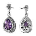 Sterling Silver Teardrop Earrings With Amethyst Quartz