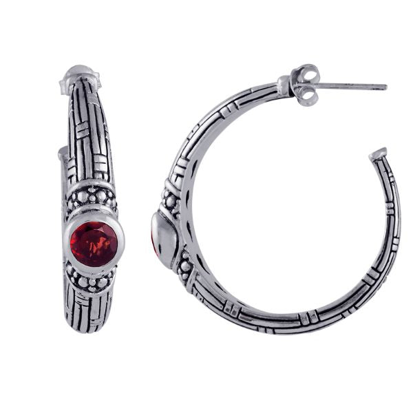 AE-6056-GA Sterling Silver Earring With Garnet Jewelry Bali Designs Inc 