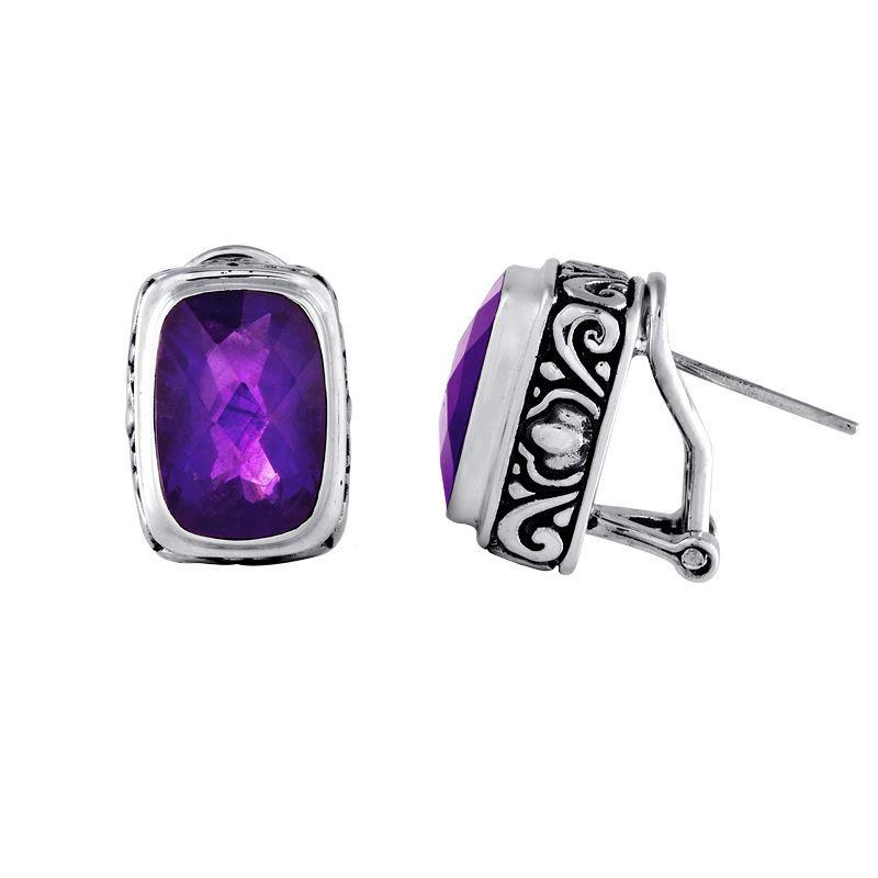 AE-6060-AM Sterling Silver Earring With Amethyst Q. Jewelry Bali Designs Inc 