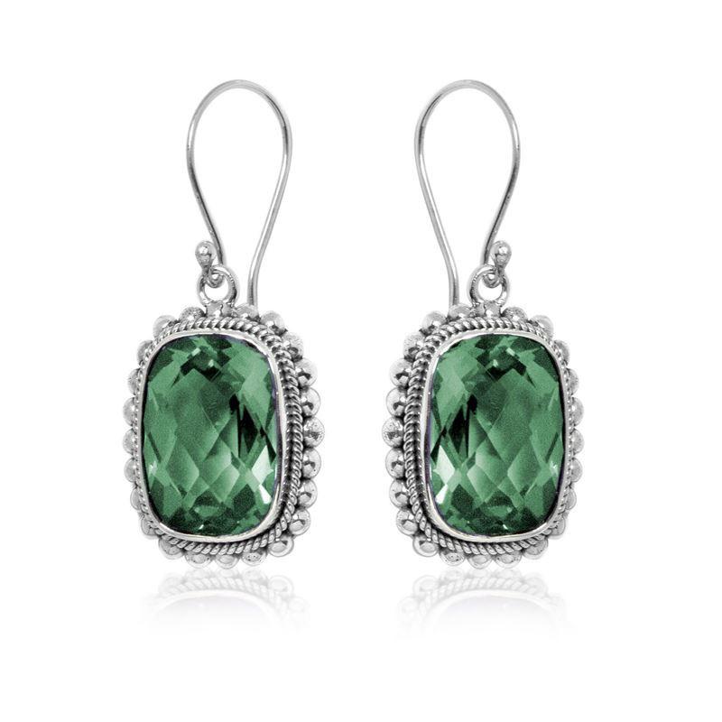 AE-6062-GQ Sterling Silver Earring With Green Quartz Jewelry Bali Designs Inc 