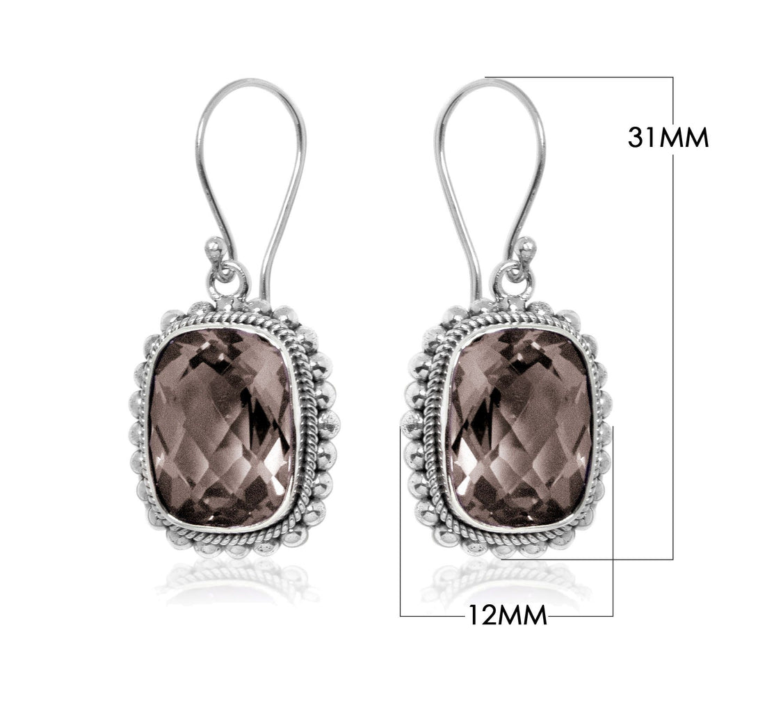 AE-6062-ST Sterling Silver Earring With Smokey Quartz Jewelry Bali Designs Inc 