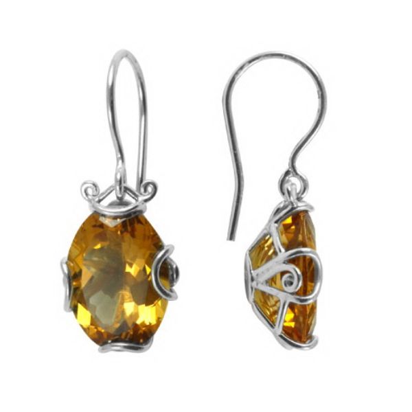 AE-6068-CT Sterling Silver Earring With Citrine Q. Jewelry Bali Designs Inc 