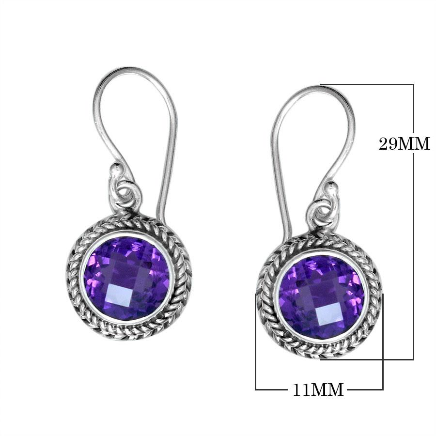 AE-6089-AM Sterling Silver Earring With Amethyst Q. Jewelry Bali Designs Inc 