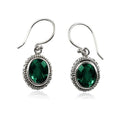 Wholesale sterling silver Green Quartz oval rope bezel drop earrings.