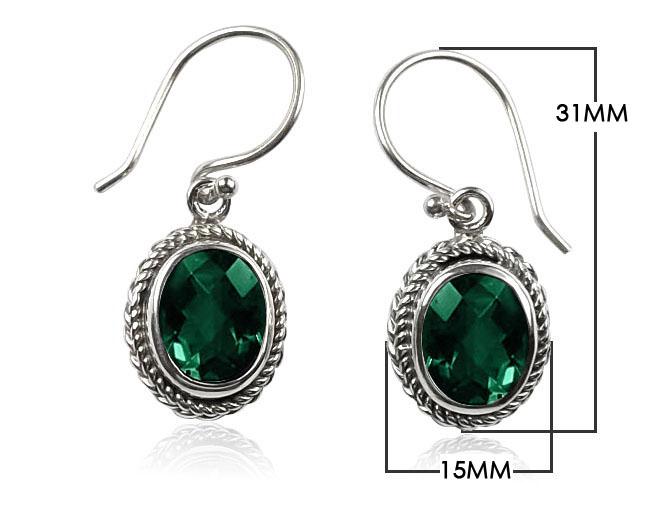 AE-6090-GQ Sterling Silver Earring With Green Quartz Jewelry Bali Designs Inc 