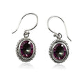 Wholesale sterling silver Mystic Quartz oval rope bezel drop earrings.