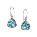 Blue Topaz Quartz triangle silver earrings