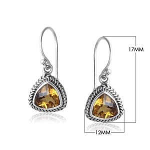 Citrine Quartz triangle silver earrings