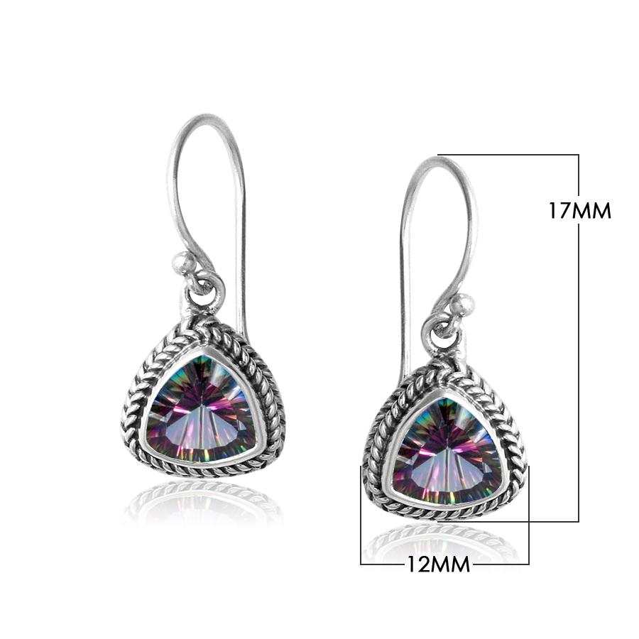 AE-6091-MT Sterling Silver Trillion Shape Earring With Mystic Quartz Jewelry Bali Designs Inc 